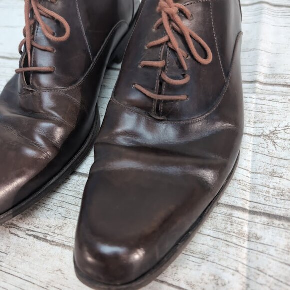 John Fluevog Dark Brown Leather Lace Up Oxford Derby Shoes Men Size 10.5 - Picture 2 of 10